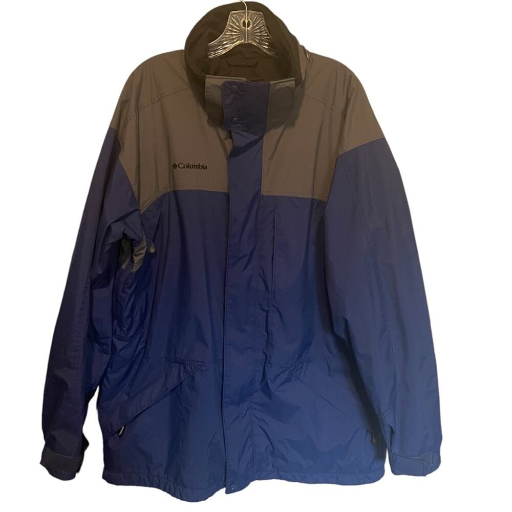 Columbia Sportswear Company Blue and Grey Waterproof Coat Jacket Size La…